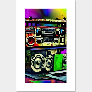 Boom Box Psychedelic Trippy Hip Hop Vibrant Gift Rap Radio Posters and Art